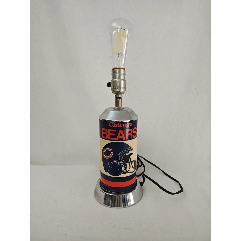 Vintage Chicago Bears Table Lamp 1991 Helmet Logo NFL FOOTBALL No Shade Rare